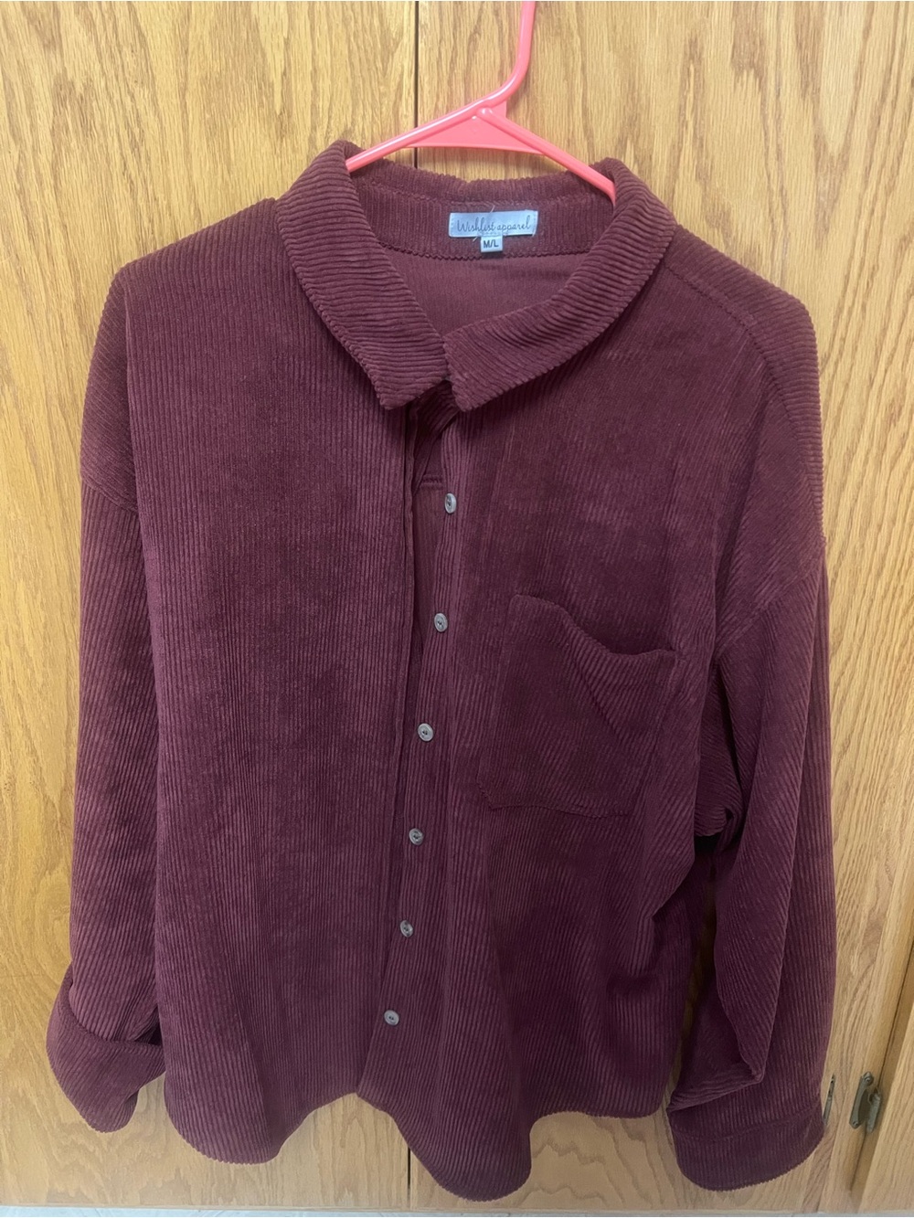 Wishlist Corduroy Button-Up Jacket in Burgundy